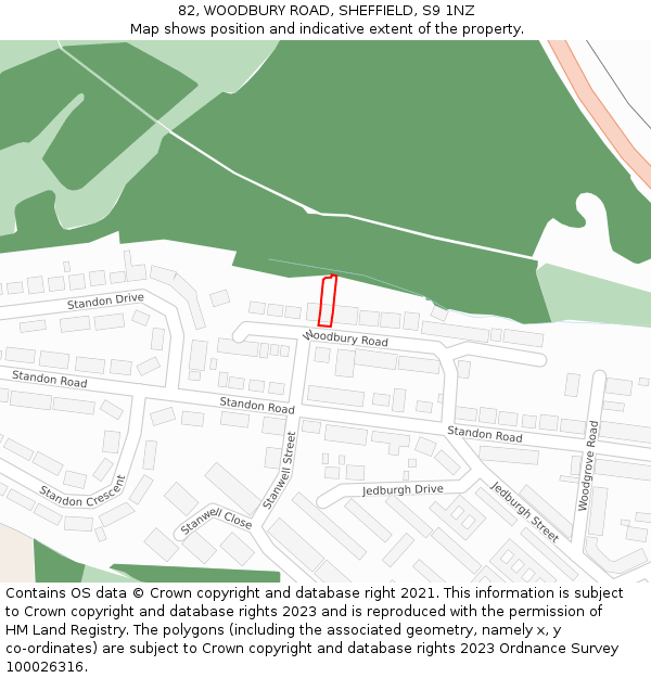 82, WOODBURY ROAD, SHEFFIELD, S9 1NZ: Location map and indicative extent of plot