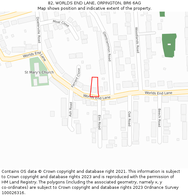 82, WORLDS END LANE, ORPINGTON, BR6 6AG: Location map and indicative extent of plot
