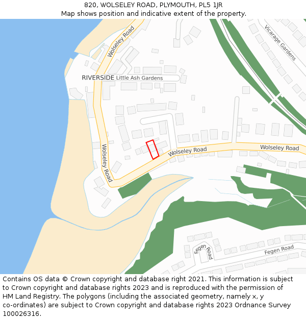 820, WOLSELEY ROAD, PLYMOUTH, PL5 1JR: Location map and indicative extent of plot