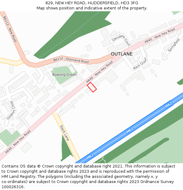 829, NEW HEY ROAD, HUDDERSFIELD, HD3 3FG: Location map and indicative extent of plot