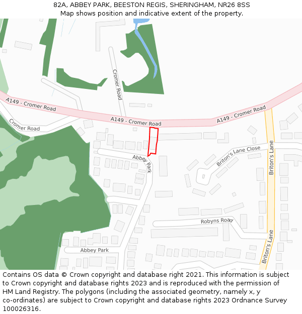 82A, ABBEY PARK, BEESTON REGIS, SHERINGHAM, NR26 8SS: Location map and indicative extent of plot