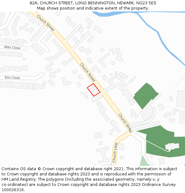 82A, CHURCH STREET, LONG BENNINGTON, NEWARK, NG23 5ES: Location map and indicative extent of plot