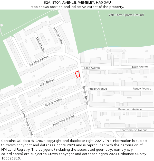 82A, ETON AVENUE, WEMBLEY, HA0 3AU: Location map and indicative extent of plot