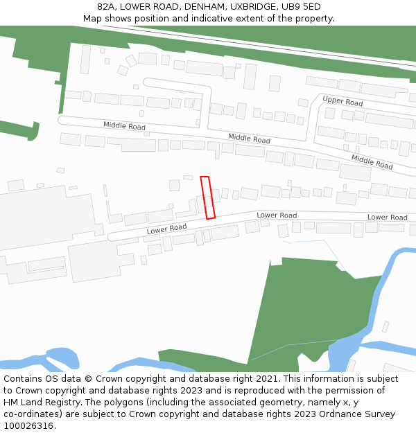 82A, LOWER ROAD, DENHAM, UXBRIDGE, UB9 5ED: Location map and indicative extent of plot