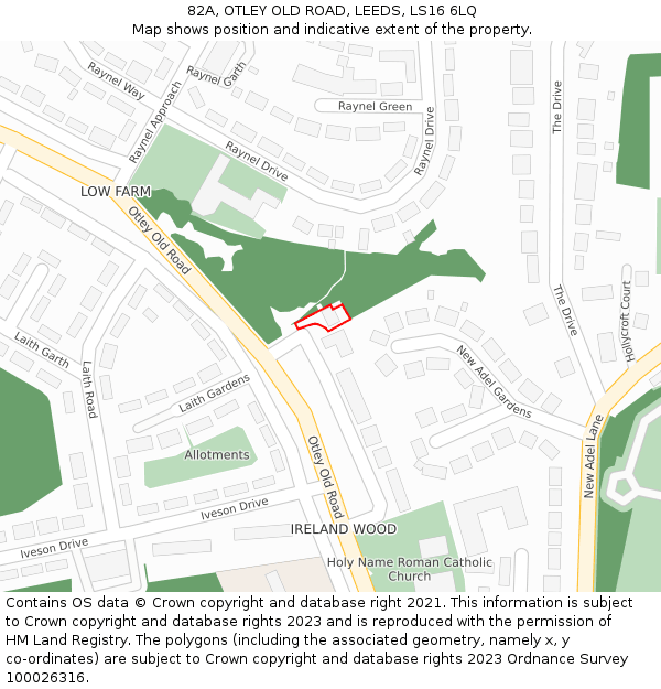 82A, OTLEY OLD ROAD, LEEDS, LS16 6LQ: Location map and indicative extent of plot