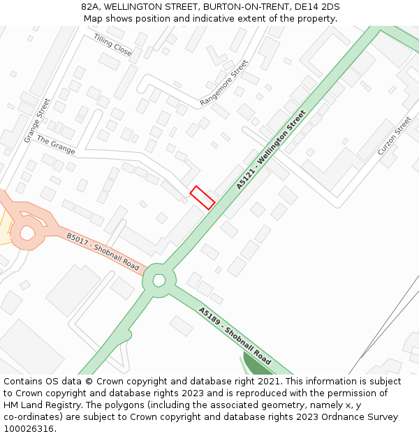 82A, WELLINGTON STREET, BURTON-ON-TRENT, DE14 2DS: Location map and indicative extent of plot