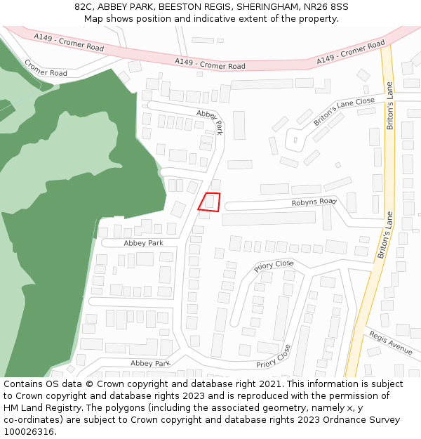 82C, ABBEY PARK, BEESTON REGIS, SHERINGHAM, NR26 8SS: Location map and indicative extent of plot