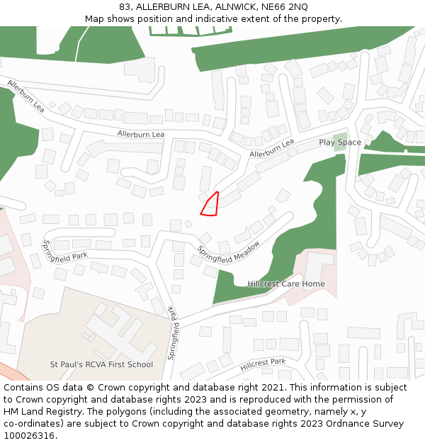 83, ALLERBURN LEA, ALNWICK, NE66 2NQ: Location map and indicative extent of plot