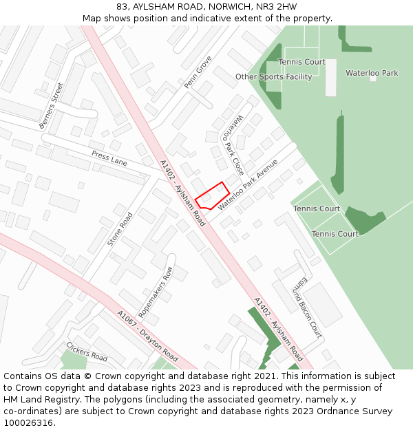 83, AYLSHAM ROAD, NORWICH, NR3 2HW: Location map and indicative extent of plot