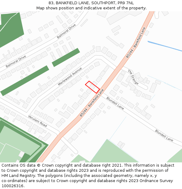 83, BANKFIELD LANE, SOUTHPORT, PR9 7NL: Location map and indicative extent of plot