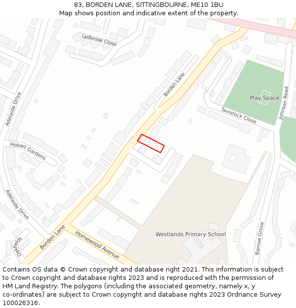 83, BORDEN LANE, SITTINGBOURNE, ME10 1BU: Location map and indicative extent of plot