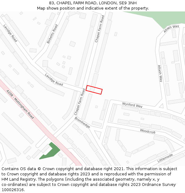 83, CHAPEL FARM ROAD, LONDON, SE9 3NH: Location map and indicative extent of plot