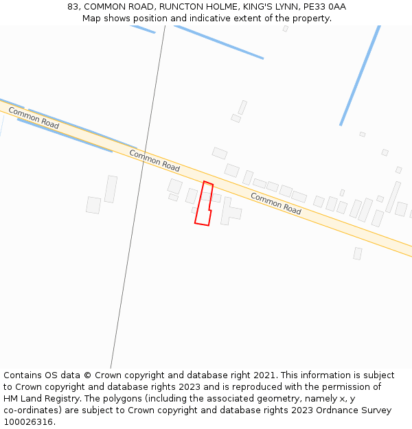 83, COMMON ROAD, RUNCTON HOLME, KING'S LYNN, PE33 0AA: Location map and indicative extent of plot