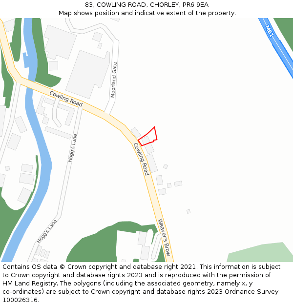 83, COWLING ROAD, CHORLEY, PR6 9EA: Location map and indicative extent of plot