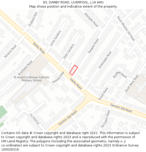83, DARBY ROAD, LIVERPOOL, L19 9AN: Location map and indicative extent of plot