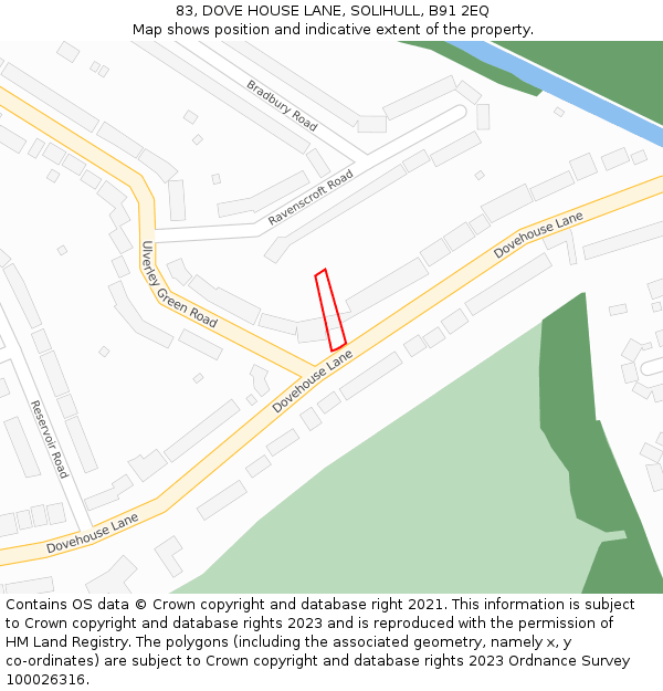 83, DOVE HOUSE LANE, SOLIHULL, B91 2EQ: Location map and indicative extent of plot