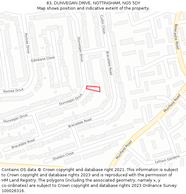 83, DUNVEGAN DRIVE, NOTTINGHAM, NG5 5DY: Location map and indicative extent of plot