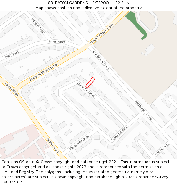 83, EATON GARDENS, LIVERPOOL, L12 3HN: Location map and indicative extent of plot