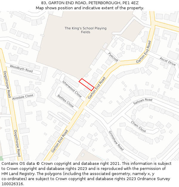 83, GARTON END ROAD, PETERBOROUGH, PE1 4EZ: Location map and indicative extent of plot