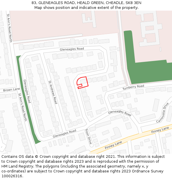 83, GLENEAGLES ROAD, HEALD GREEN, CHEADLE, SK8 3EN: Location map and indicative extent of plot