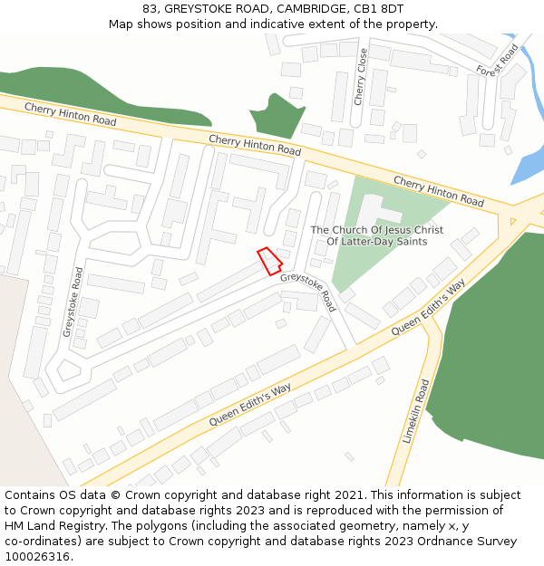 83, GREYSTOKE ROAD, CAMBRIDGE, CB1 8DT: Location map and indicative extent of plot