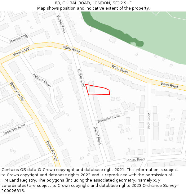 83, GUIBAL ROAD, LONDON, SE12 9HF: Location map and indicative extent of plot
