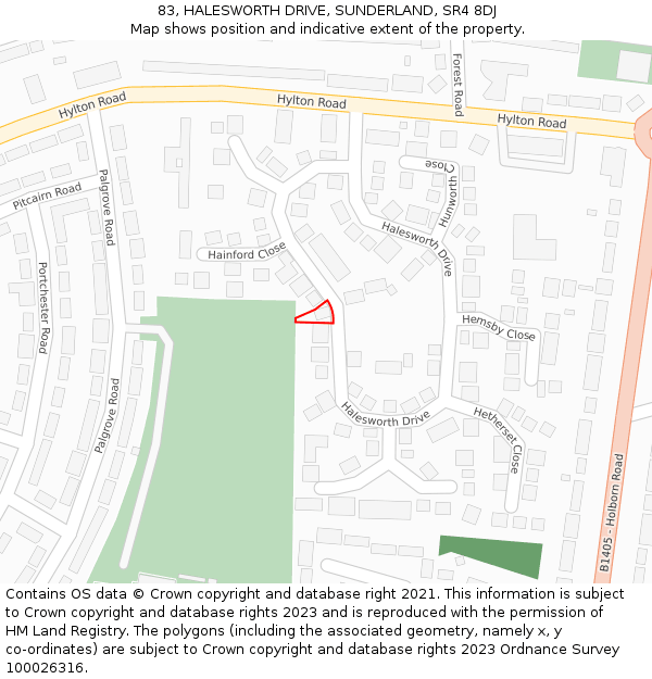 83, HALESWORTH DRIVE, SUNDERLAND, SR4 8DJ: Location map and indicative extent of plot