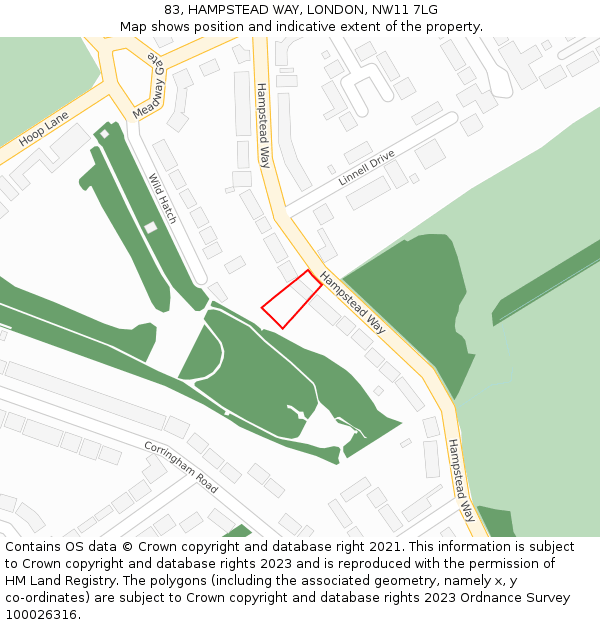 83, HAMPSTEAD WAY, LONDON, NW11 7LG: Location map and indicative extent of plot
