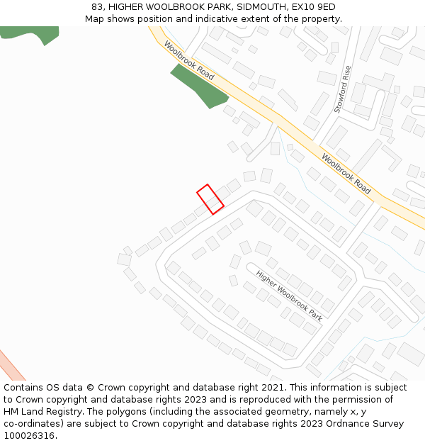 83, HIGHER WOOLBROOK PARK, SIDMOUTH, EX10 9ED: Location map and indicative extent of plot