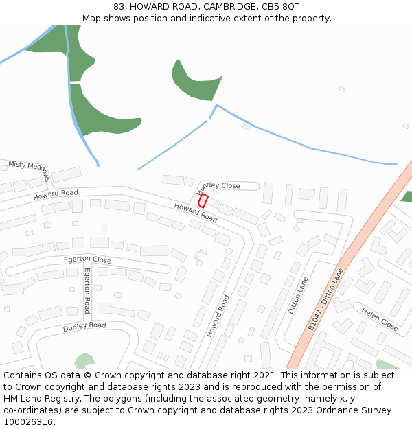 83, HOWARD ROAD, CAMBRIDGE, CB5 8QT: Location map and indicative extent of plot