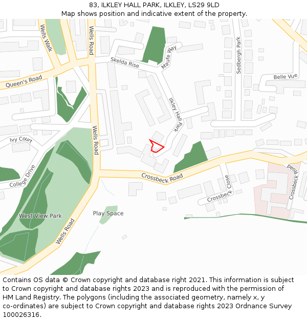 83, ILKLEY HALL PARK, ILKLEY, LS29 9LD: Location map and indicative extent of plot