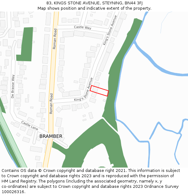 83, KINGS STONE AVENUE, STEYNING, BN44 3FJ: Location map and indicative extent of plot