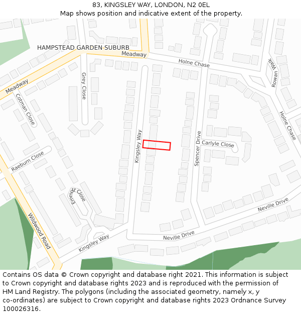 83, KINGSLEY WAY, LONDON, N2 0EL: Location map and indicative extent of plot