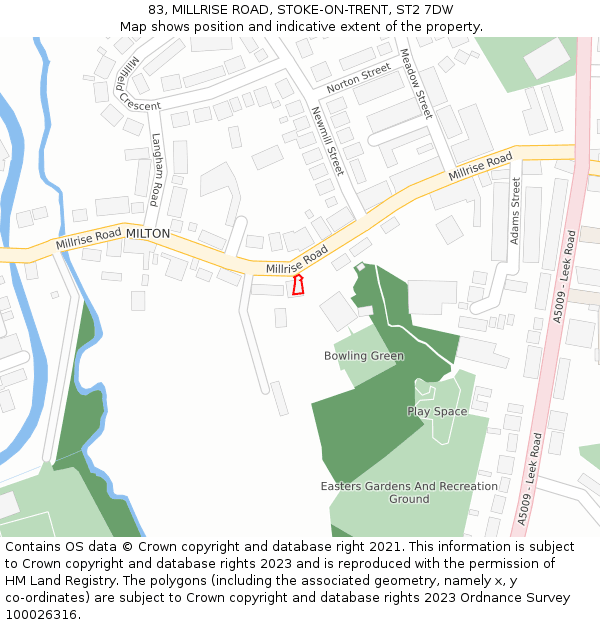 83, MILLRISE ROAD, STOKE-ON-TRENT, ST2 7DW: Location map and indicative extent of plot