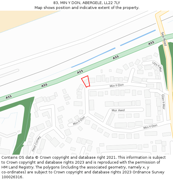 83, MIN Y DON, ABERGELE, LL22 7LY: Location map and indicative extent of plot