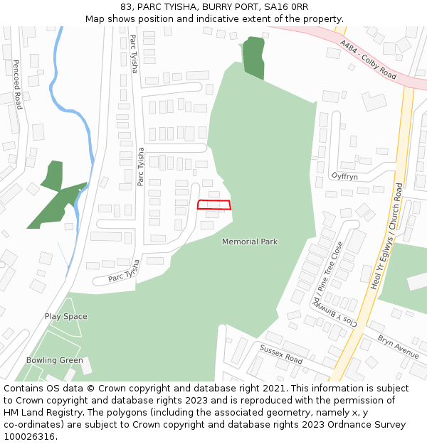 83, PARC TYISHA, BURRY PORT, SA16 0RR: Location map and indicative extent of plot