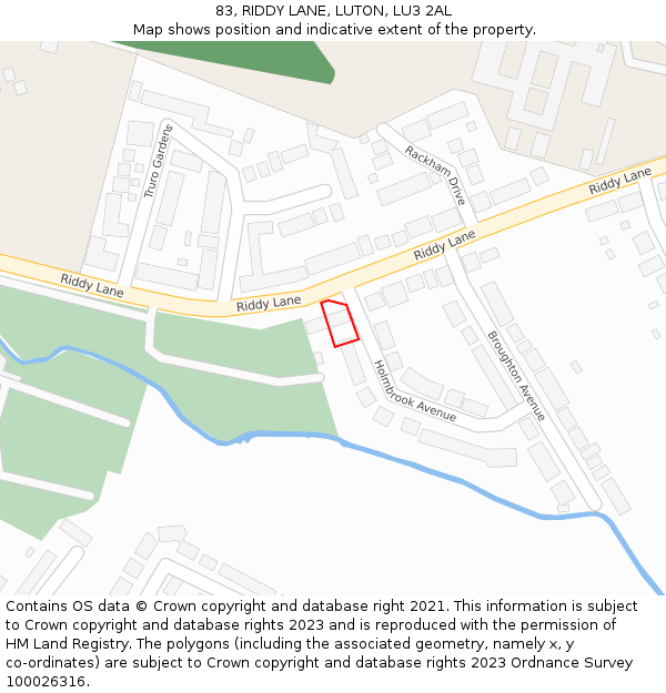 83, RIDDY LANE, LUTON, LU3 2AL: Location map and indicative extent of plot