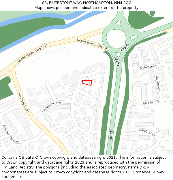 83, RIVERSTONE WAY, NORTHAMPTON, NN4 9QG: Location map and indicative extent of plot
