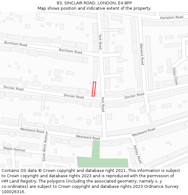 83, SINCLAIR ROAD, LONDON, E4 8PP: Location map and indicative extent of plot