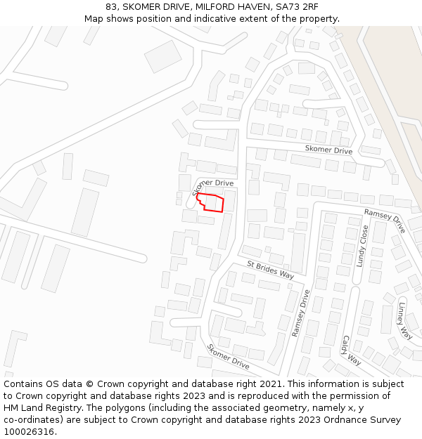 83, SKOMER DRIVE, MILFORD HAVEN, SA73 2RF: Location map and indicative extent of plot
