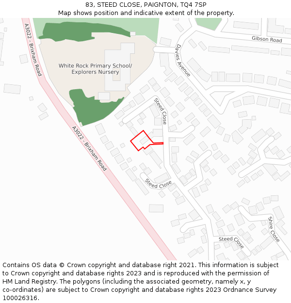 83, STEED CLOSE, PAIGNTON, TQ4 7SP: Location map and indicative extent of plot