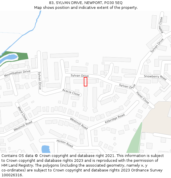 83, SYLVAN DRIVE, NEWPORT, PO30 5EQ: Location map and indicative extent of plot