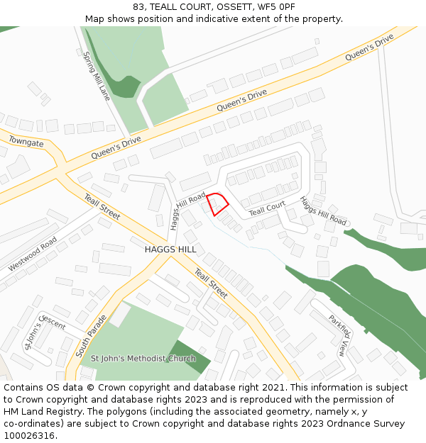 83, TEALL COURT, OSSETT, WF5 0PF: Location map and indicative extent of plot