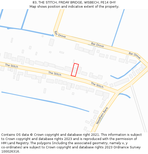 83, THE STITCH, FRIDAY BRIDGE, WISBECH, PE14 0HY: Location map and indicative extent of plot