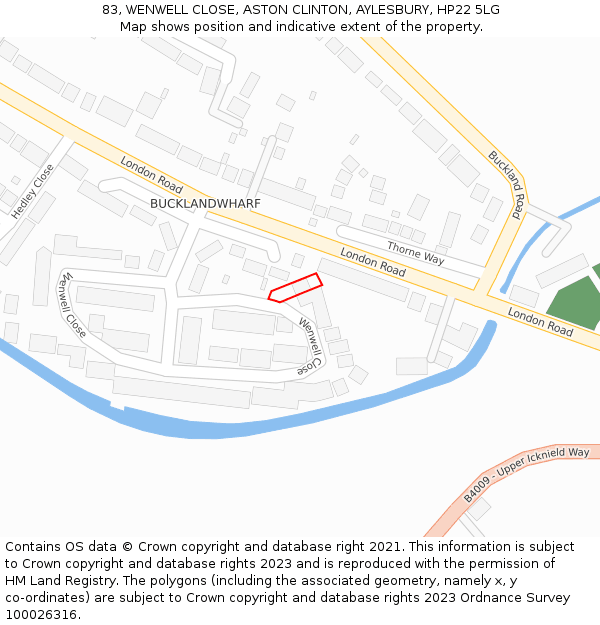 83, WENWELL CLOSE, ASTON CLINTON, AYLESBURY, HP22 5LG: Location map and indicative extent of plot