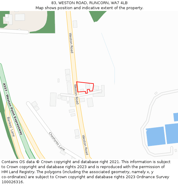 83, WESTON ROAD, RUNCORN, WA7 4LB: Location map and indicative extent of plot
