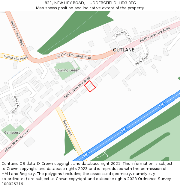 831, NEW HEY ROAD, HUDDERSFIELD, HD3 3FG: Location map and indicative extent of plot