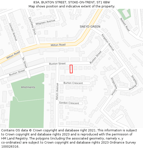 83A, BUXTON STREET, STOKE-ON-TRENT, ST1 6BW: Location map and indicative extent of plot