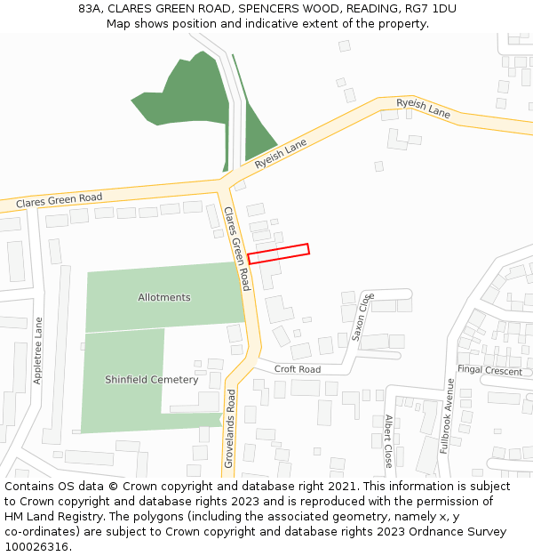 83A, CLARES GREEN ROAD, SPENCERS WOOD, READING, RG7 1DU: Location map and indicative extent of plot