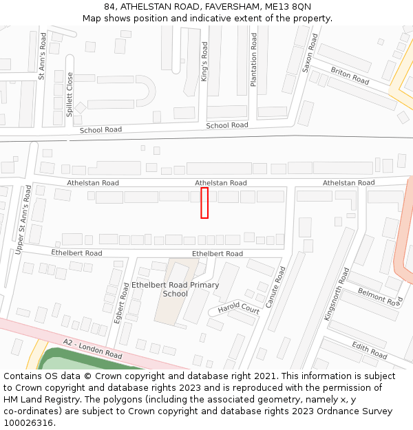 84, ATHELSTAN ROAD, FAVERSHAM, ME13 8QN: Location map and indicative extent of plot